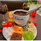 Conjunto Para Fondue Charmy Decorado Chocolate Queijo Com Petisqueira 8 Peças Hauskraft